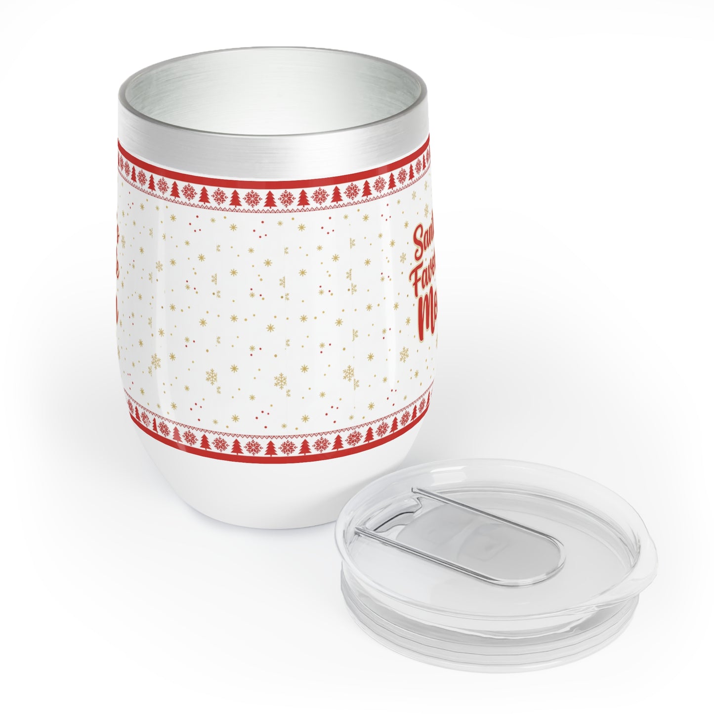 Vaso de vino navideño «La mamá favorita de Santa» | Regalo navideño para mamás, taza de acero inoxidable