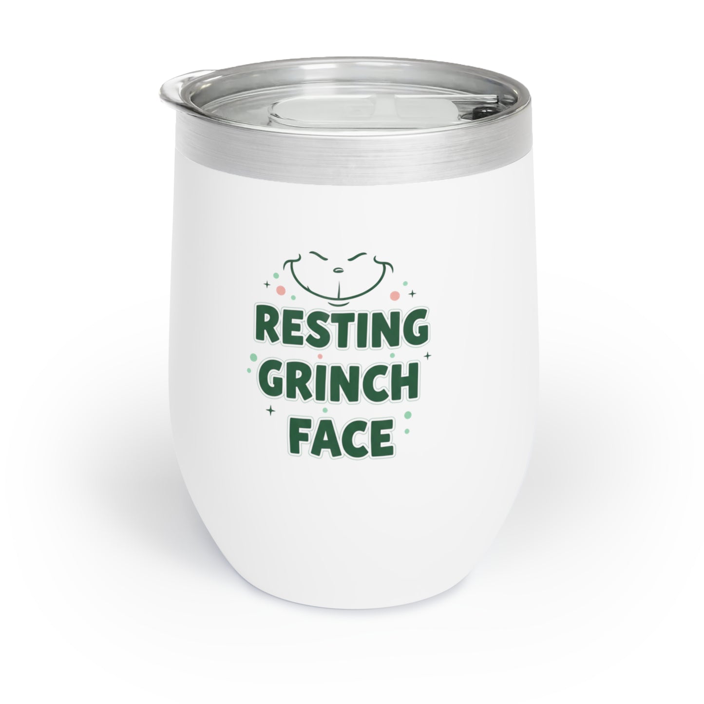 Resting Grinch Face – Funny Christmas Wine Tumbler | Holiday Gift for Her, Stainless Steel Cup
