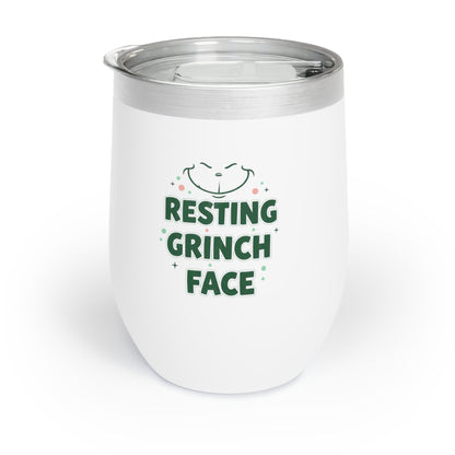 Resting Grinch Face – Funny Christmas Wine Tumbler | Holiday Gift for Her, Stainless Steel Cup