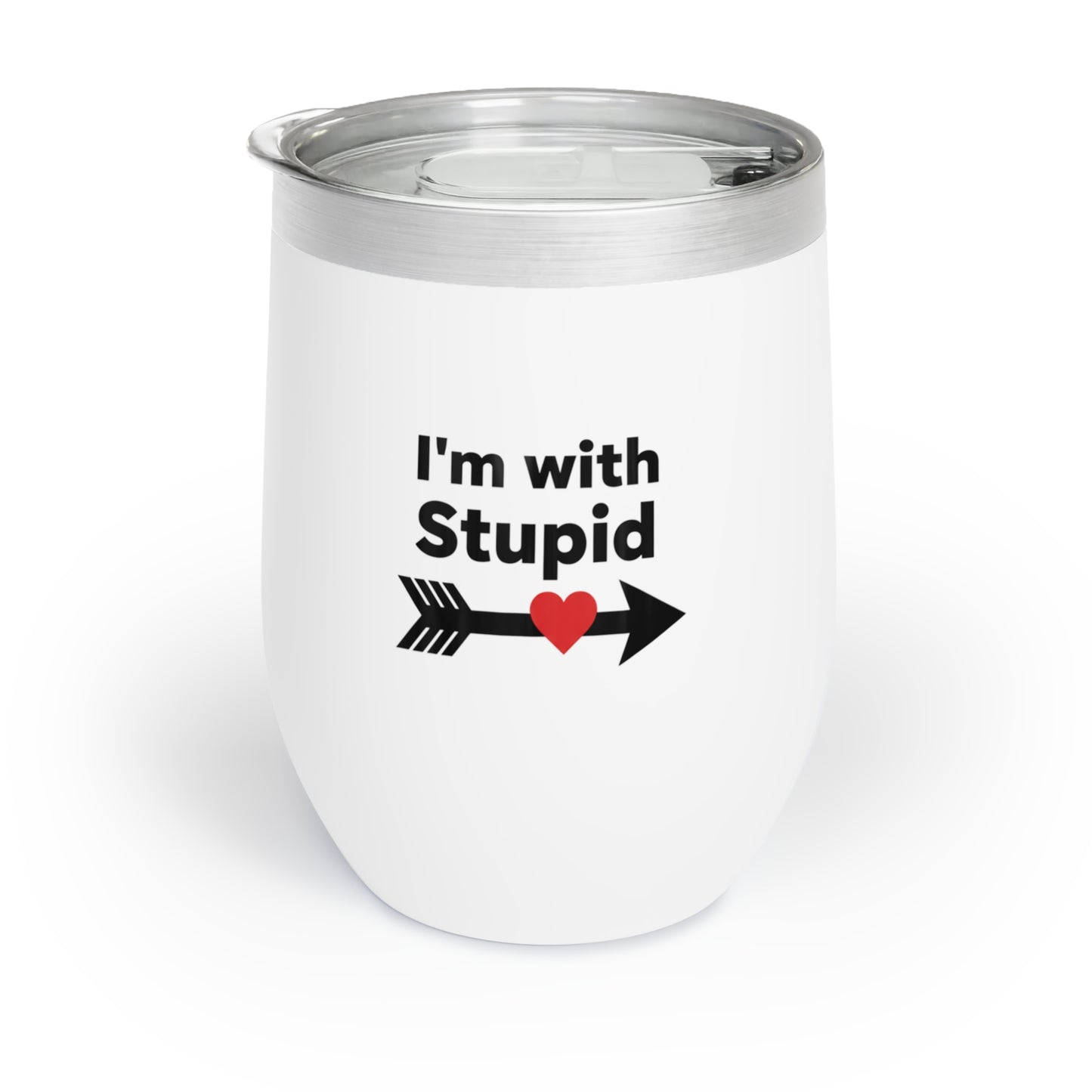 I’m With Stupid – 350 ML Stainless Steel Wine Tumbler | Funny Matching Gift for Couples & Friends