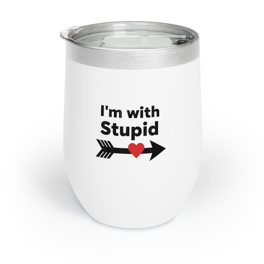 I’m With Stupid – 350 ML Stainless Steel Wine Tumbler | Funny Matching Gift for Couples & Friends