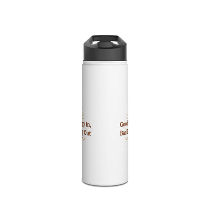 Good Energy In, Bad Energy Out – Boho Stainless Steel Water Bottle | Yoga & Wellness Gift