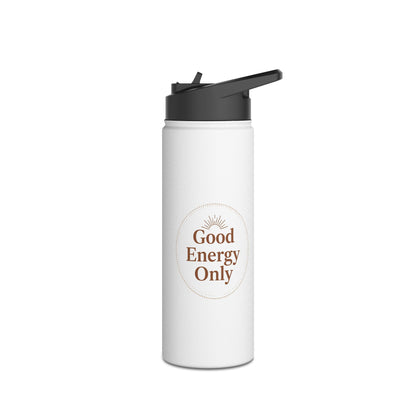 Good Energy Only – Boho Stainless Steel Water Bottle | Mindful Hydration, Yoga & Wellness Gift