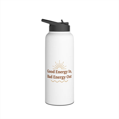 Good Energy In, Bad Energy Out – Boho Stainless Steel Water Bottle | Yoga & Wellness Gift