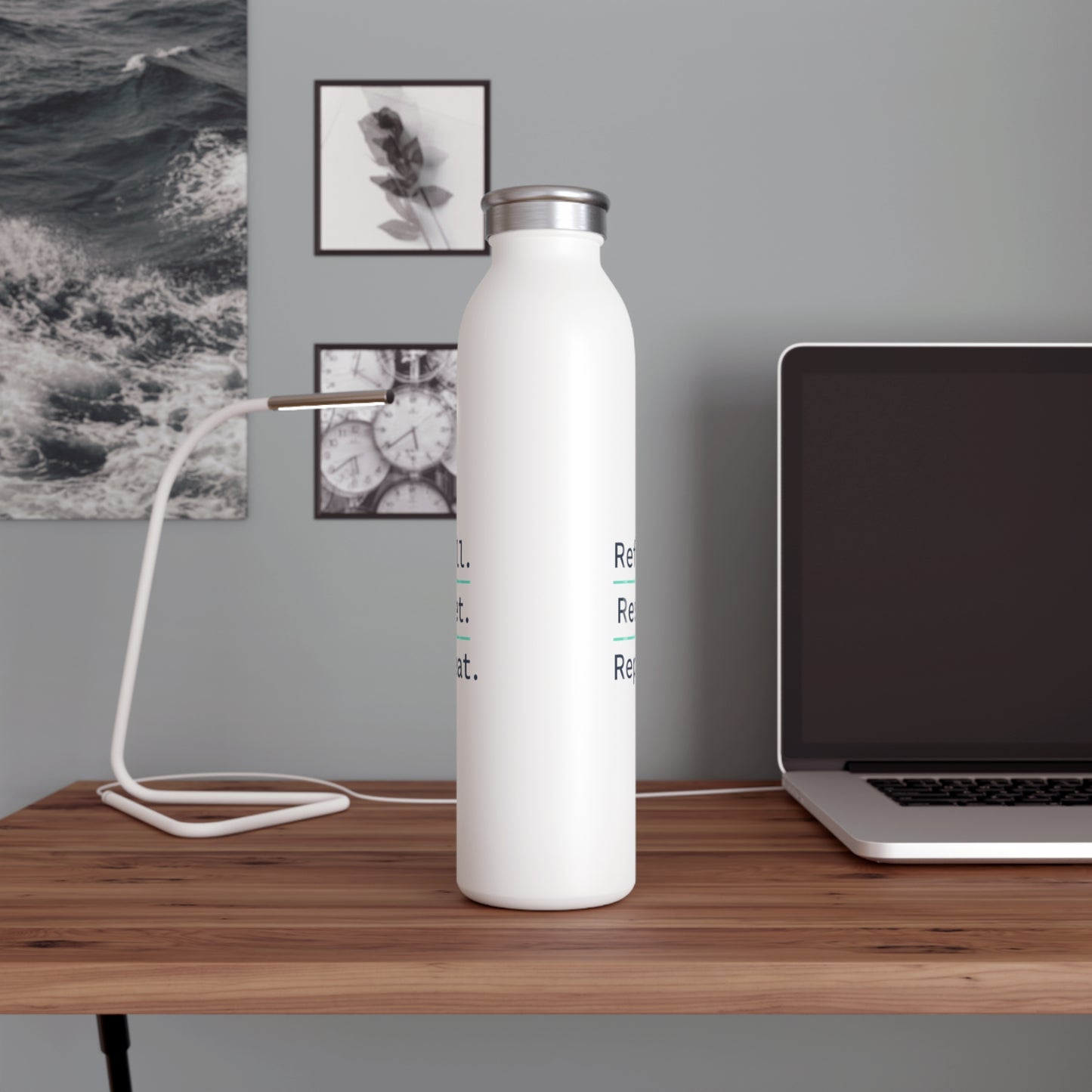 Refill. Reset. Repeat. – Slim Stainless Steel Water Bottle | Minimalist Hydration Bottle for Work & Wellness