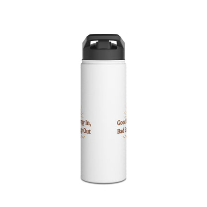 Good Energy In, Bad Energy Out – Boho Stainless Steel Water Bottle | Yoga & Wellness Gift