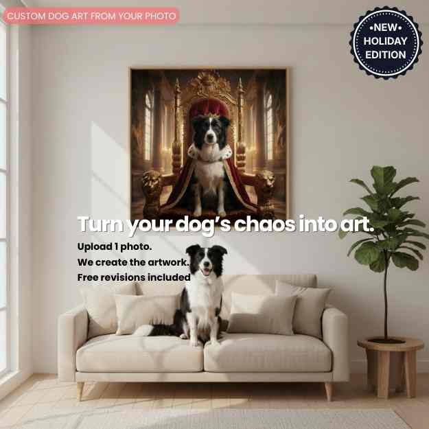 Turn your dog into hilarious custom art from one photo.