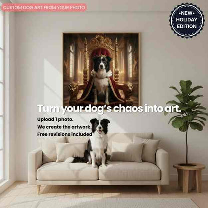 Turn your dog into hilarious custom art from one photo.