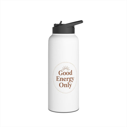 Good Energy Only – Boho Stainless Steel Water Bottle | Mindful Hydration, Yoga & Wellness Gift
