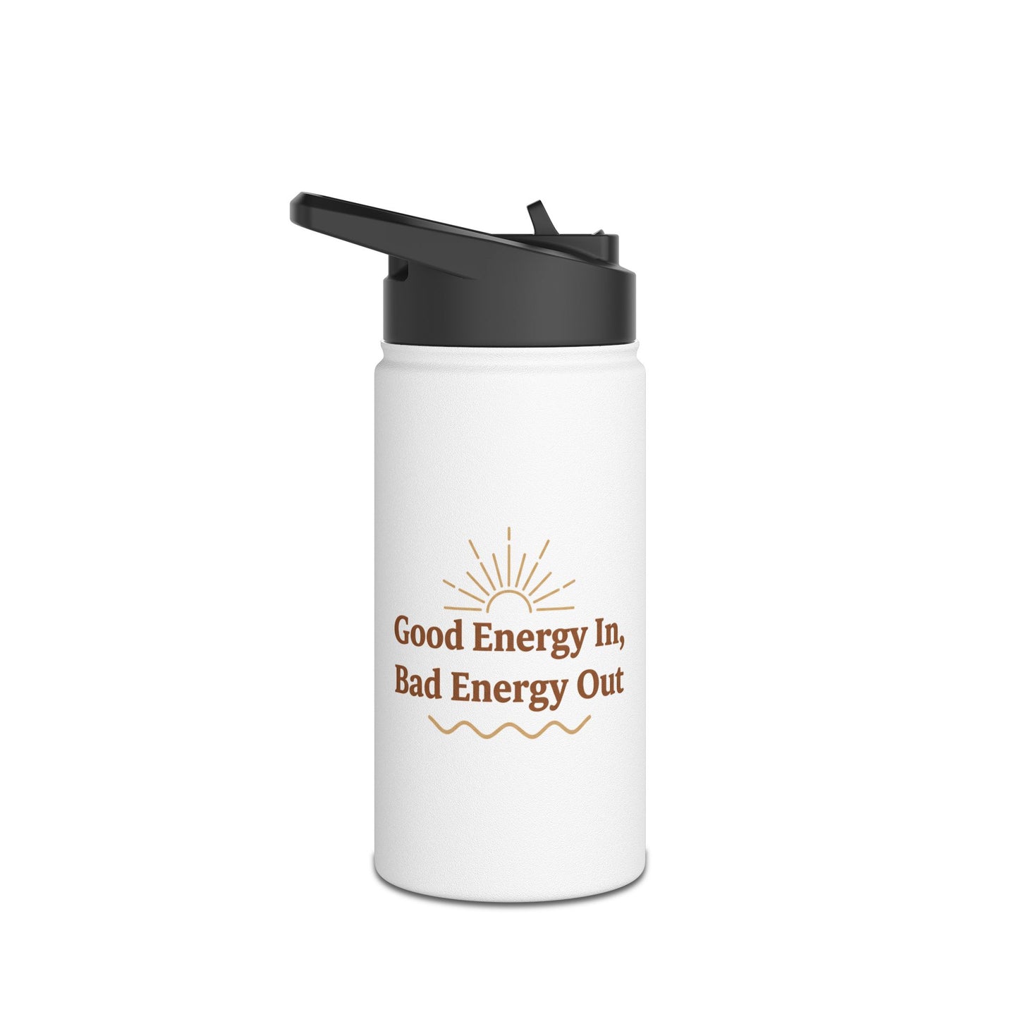 Good Energy In, Bad Energy Out – Boho Stainless Steel Water Bottle | Yoga & Wellness Gift
