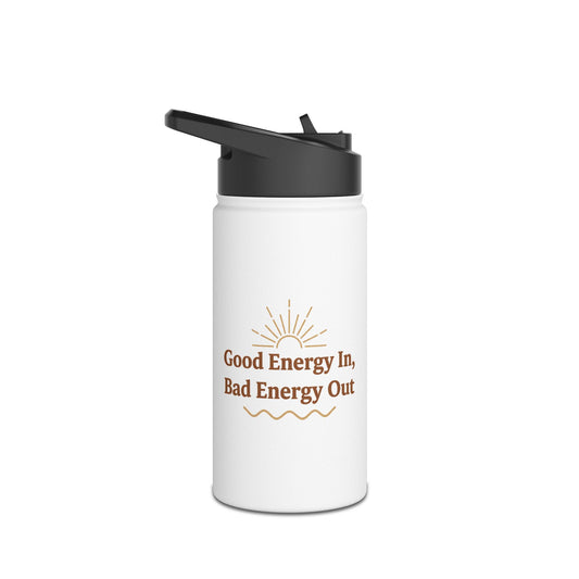 Good Energy In, Bad Energy Out – Boho Stainless Steel Water Bottle | Yoga & Wellness Gift