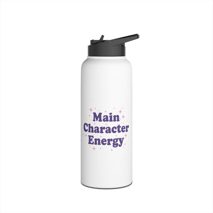Main Character Energy – Aesthetic Stainless Steel Water Bottle | Motivational & Trendy Hydration Gift