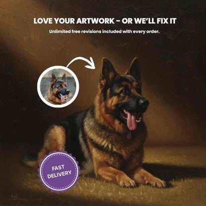 Turn your dog into hilarious custom art from one photo.