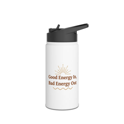 Good Energy In, Bad Energy Out – Boho Stainless Steel Water Bottle | Yoga & Wellness Gift