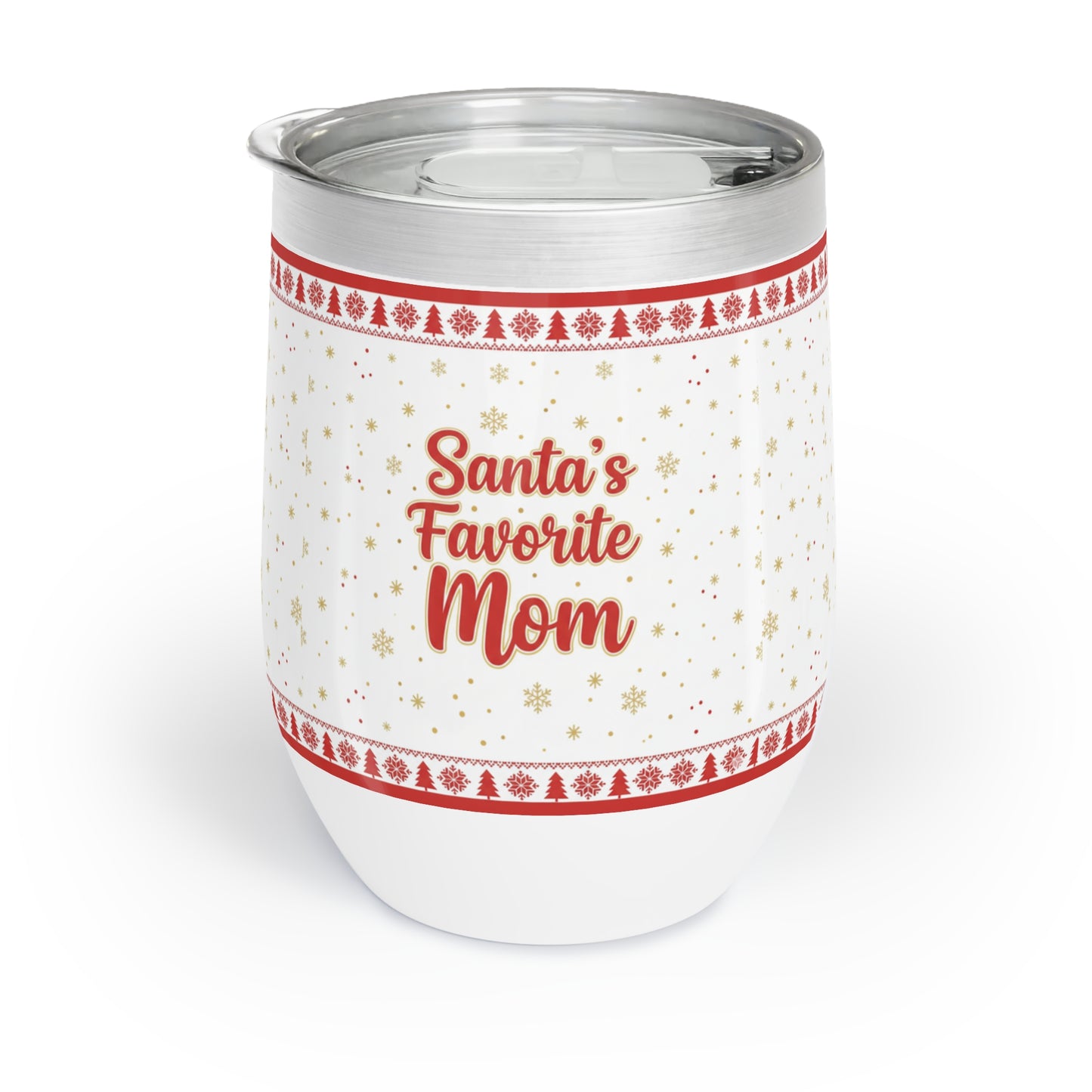Santa’s Favorite Mom – Christmas Wine Tumbler | Holiday Gift for Moms, Cozy Stainless Steel Cup