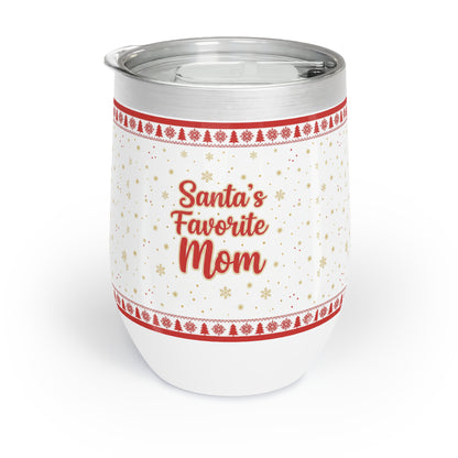Santa’s Favorite Mom – Christmas Wine Tumbler | Holiday Gift for Moms, Cozy Stainless Steel Cup