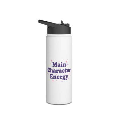 Main Character Energy – Aesthetic Stainless Steel Water Bottle | Motivational & Trendy Hydration Gift