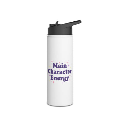 Main Character Energy – Aesthetic Stainless Steel Water Bottle | Motivational & Trendy Hydration Gift