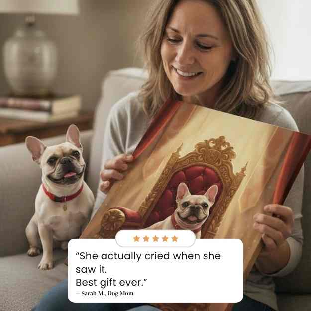 Turn your dog into hilarious custom art from one photo.