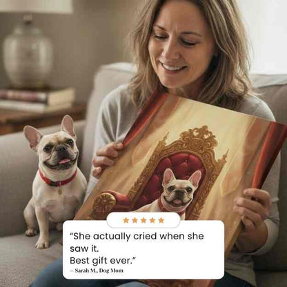 Turn your dog into hilarious custom art from one photo.