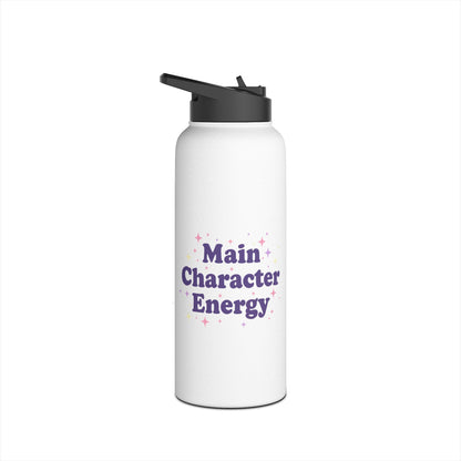 Main Character Energy – Aesthetic Stainless Steel Water Bottle | Motivational & Trendy Hydration Gift