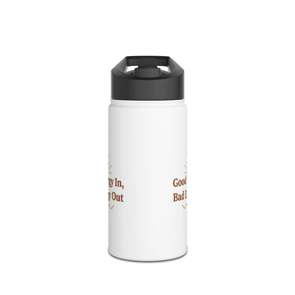 Good Energy In, Bad Energy Out – Boho Stainless Steel Water Bottle | Yoga & Wellness Gift