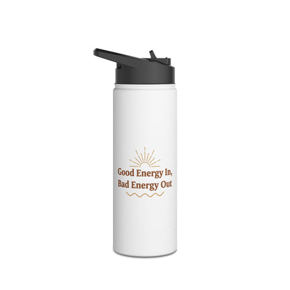 Good Energy In, Bad Energy Out – Boho Stainless Steel Water Bottle | Yoga & Wellness Gift