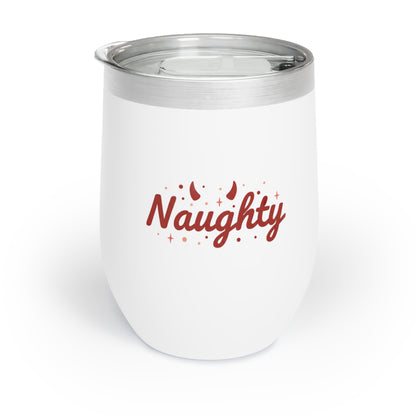 Naughty – Funny Christmas Wine Tumbler | Holiday Gift for Her, Stainless Steel Insulated Cup