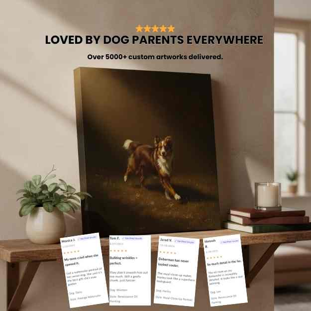 Turn your dog into hilarious custom art from one photo.